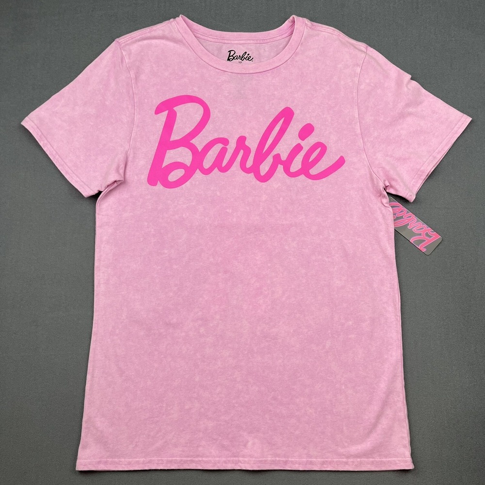 Barbie T-Shirt Women M Pink Acid Wash Strong Girls Make Waves Graphic Tee Y2K